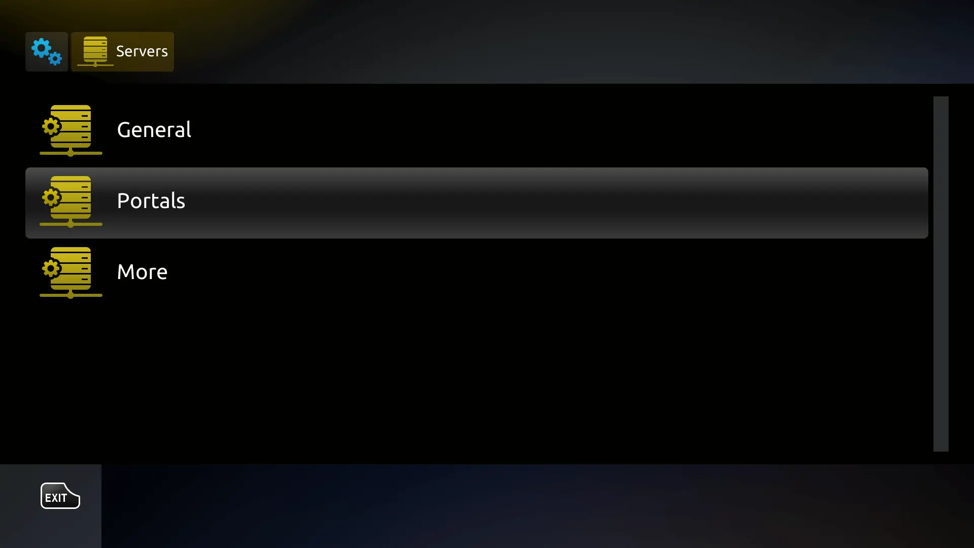 A screenshot of the MAG box settings menu showing the portal configuration screen.